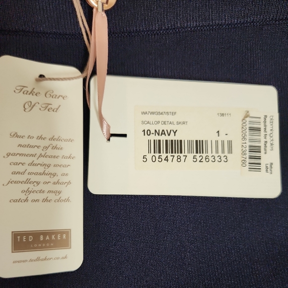 Ted Baker Blue Stef Scallop Detail Skirt Blue Navy. Size 1/US 4 - Picture 3 of 11